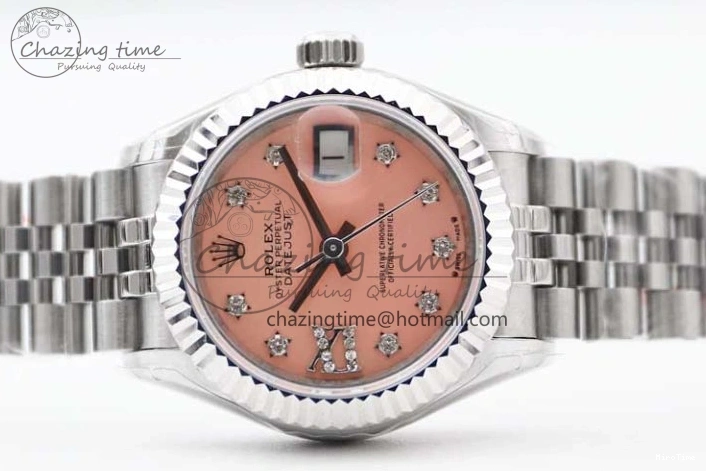 MiroTime 0404 HighPerformance Lady DateJust 28 SS TWF 1:1 Best Edition 904L Steel Pink Dial Diam Markers on President Bracelet NH 2179